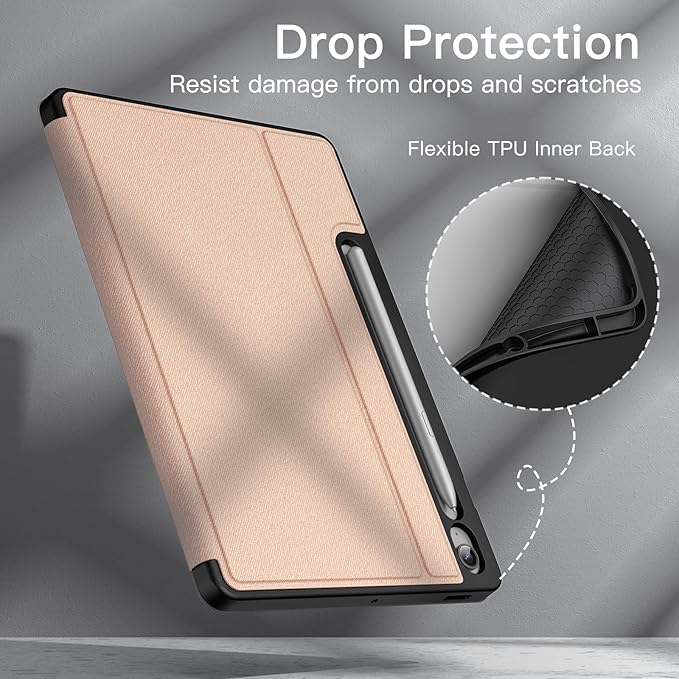 JETech Case for Samsung Galaxy Tab S10 Lite / S10 FE / S9 FE 10.9-Inch with S Pen Holder, Slim Folio Stand Protective Tablet Cover, Multi-Angle Viewing (Rose Gold)