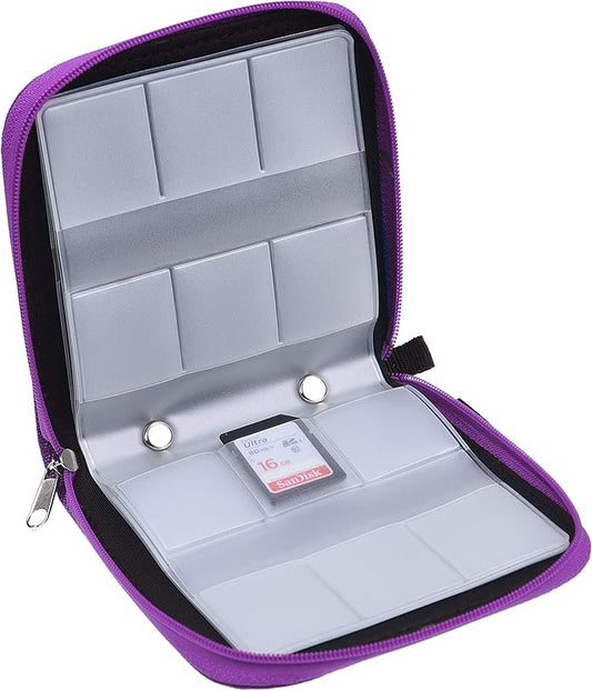 Eco-Fused Memory Card Case - Fits up to 44x SD, SDHC, Micro SD, Mini SD and 4X CF - Holder with 44 Slots (Purple / 44 Slots - 1 Pack)