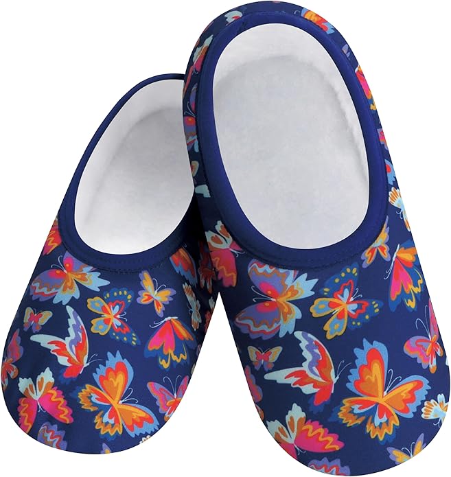 Snoozies Skinnies Butterflies Bees slipper socks for Women Sherpa Lining Soft Non Slip and Foldable