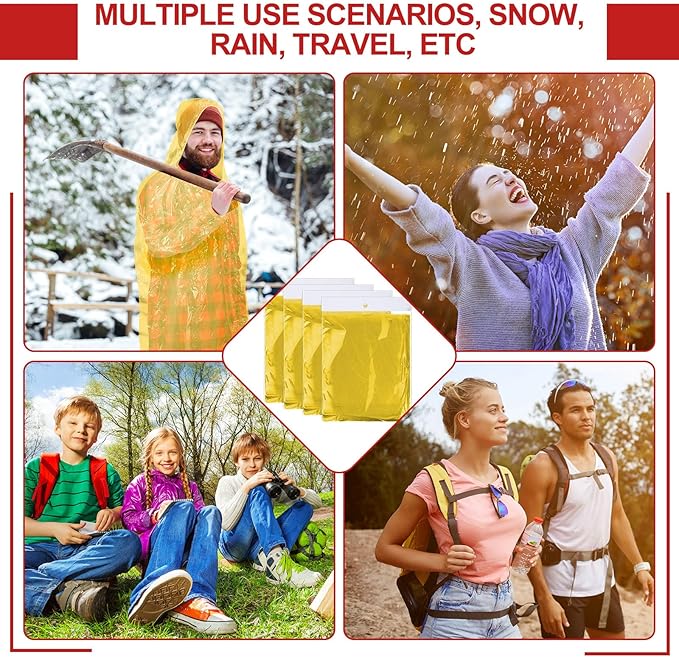 Handepo 100 Pack of Adult Rain Ponchos with Hood Disposable Plastic Rain Ponchos Bulk Emergency Raincoat for Men Women Adult
