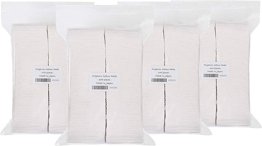 Japanese Organic Cotton Pads 100 Pieces 100% Organic Unbleached [Made in Japan] (4 Packs)