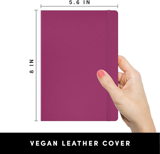 PAPERAGE Lined Journal Notebook, Hardcover Journal for Women & Men, 252 Pages, (5.6 in x 8 in), College Ruled Journaling Notebook for Work, School Supplies & Note Taking, (Raspberry)