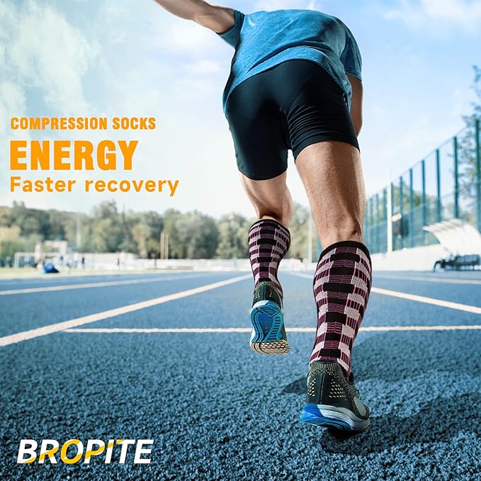 bropite Compression Socks for Women & Men Circulation-Support Knee High Socks 20-30 mmhg-Best for Running,Medical,Nurse,Travel