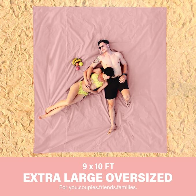 Famstar Beach Blanket Oversized Extra Large 78"X81"/10'X9',Waterproof Sandproof Beach Blanket 2-8 Adults Lightweight Durable for Travel Camping Hiking Picnic