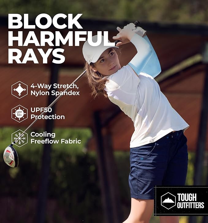 Tough Outdoors UV Arm Sleeves for Men Women - Sun Protection Sleeves - Compression Golf Baseball Cooling Tattoo Arm Sleeve