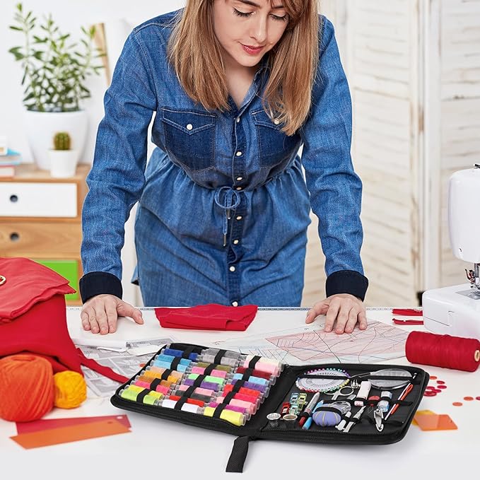 acDesign Sewing Kit for Adults, 131pcs Portable Hand Needle and Thread Kit for Sewing, Essential Sewing Supplies and Accessories for Adults, Beginner, Home, Travel