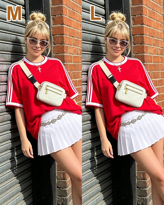 Capolo Fanny Packs for Women Fashion Waist Packs Bag with Adjustable Strap and 4 Zipper Pockets Waterproof Everywhere Crossbody Belt Bag for Workout Running Travelling(Ivory, Large)