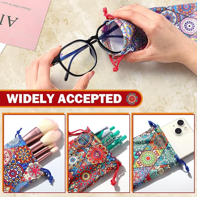 Shinylin 24 Pcs Sunglass Pouch Drawstring Microfiber Pouch Multicolor Soft Sunglasses Case Sunglasses Bag Eyeglass(Vibrant Colors,Charming)
