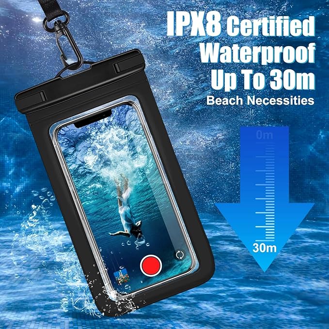 3 Pack Waterproof Phone Pouch IPX8 Universal Waterproof Case Dry Bag Phone Protector for iPhone 17/16/15/14 Pro Max Plus XS XR X8 Galaxy S25 S24 Pixel Up to 8.4"(Multicolor 3)