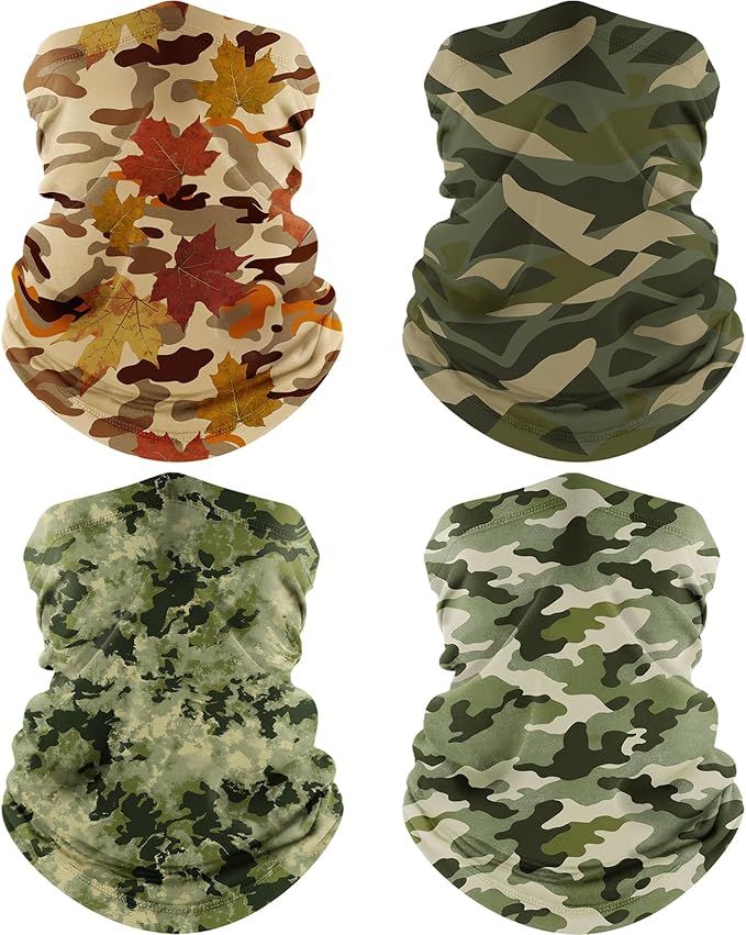 ROXUN 4 Pack Neck Gaiter, Cooling Breathable Face Mask UV Protection Scarf Hiking Bandana for Men/Women