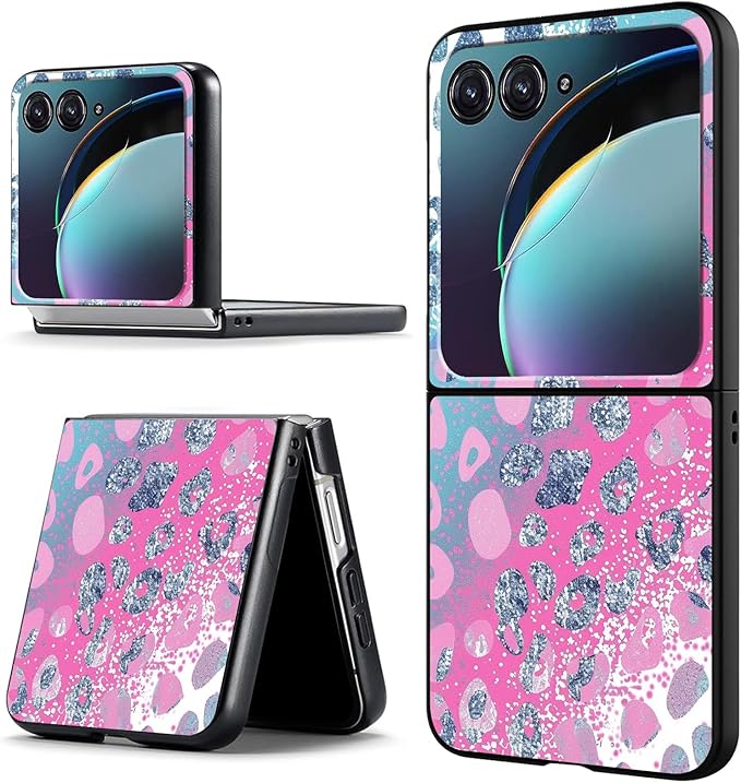 for Motorola Razr Plus 2025 Case,for Razor Plus 2025 Phone Case Cute Slim Hard PC Ultra-Thin Anti-Scratches Shockproof Protective Cover,Pink Blue Glitter