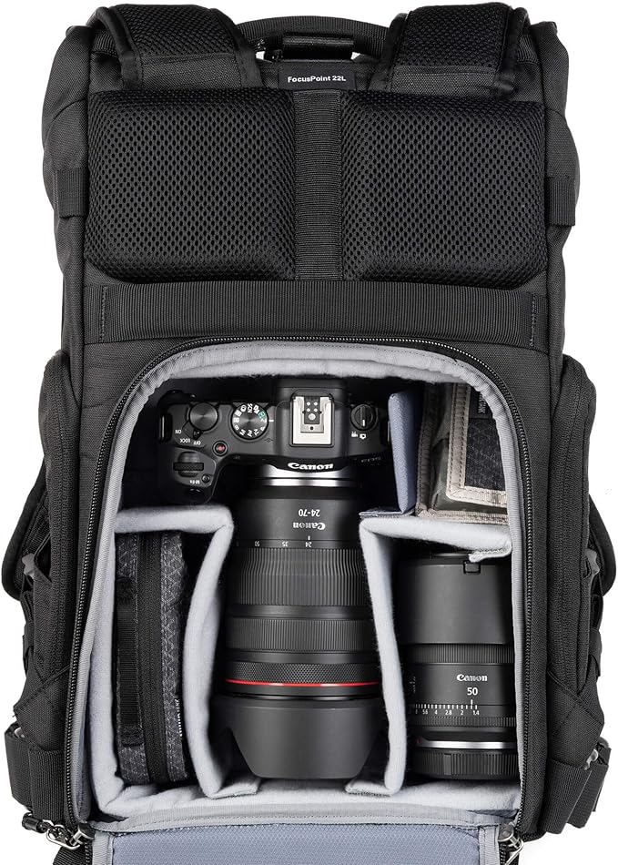 Think Tank FocusPoint 22L RollTop Camera Backpack - Greenway: Expandable Travel & Camera Backpack with Laptop Sleeve, Quick Side and Back Access, Rain Cover – Versatile Photography & Travel Bag