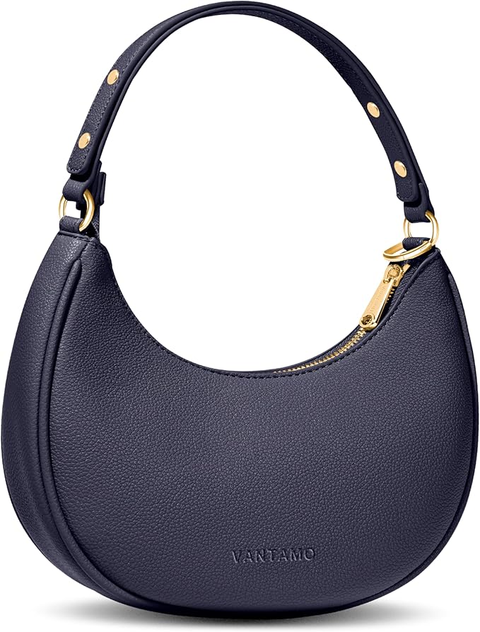 Vantamo Crescent Bags For Women with RFID Protection, Half Moon Clutch Purses for Women with Anti-Theft Clip for Extra Safety