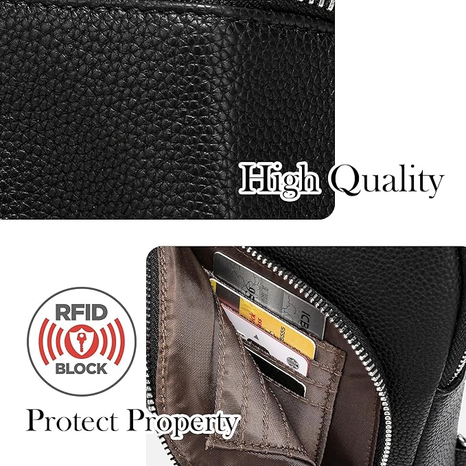 INICAT RFID Blocking Sling Bag, Anti Theft Crossbody Bag for Women Compact Travel Purses Leather