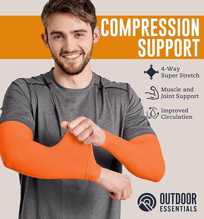 OutdoorEssentials UV Sun Sleeves for Men & Women, Cooling Arm Sleeves UPF 50+ | Golf, Tattoo Cover Up, Sun Protection