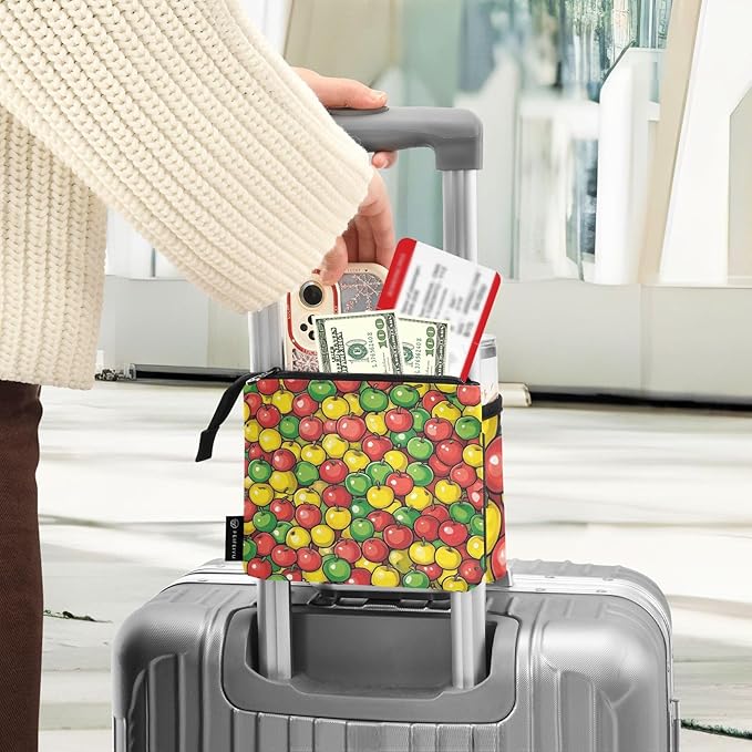 Luggage Cup Holder for Suitcases Free Hands Suitcase Cup Holder Travel Luggage Drink Holder Portable Luggage Cup Caddy Bag Carrier with Handle Apples Colorful