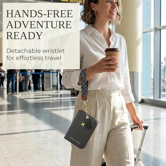 Beautiful Passport Holder for Travel with Wristlet Strap - All-in-One Wallet for Women with Card Slots and Tassel Keychain - Perfect RFID Blocking Case to Keep Your Travel Documents Organized & Safe