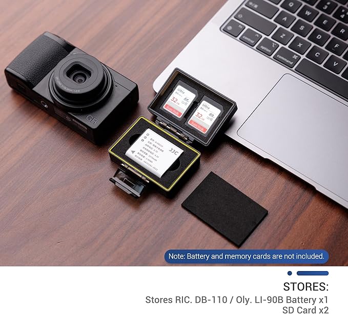 DB-110 LI-90B LI-92B Camera Battery Memory Card Storage Case Holder for 2 Slots SD Card + 1 Slots Battery, Olympus Ricoh Camera Batteries Box for Olympus TG-7 TG-6 TG-5 TG-4 TG-3 Ricoh GR3 GR3X HDF