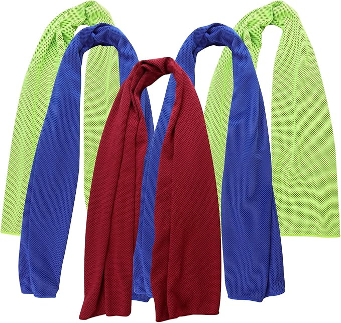Pallesen Cooling Towel, Cooling Towels for Neck and Face, Cooling Towels for Hot Weather, Sports Cooling Towels, Cooling Towels for Yoga, Running & Gym, 5-Pack, 40" x 12", Random Color
