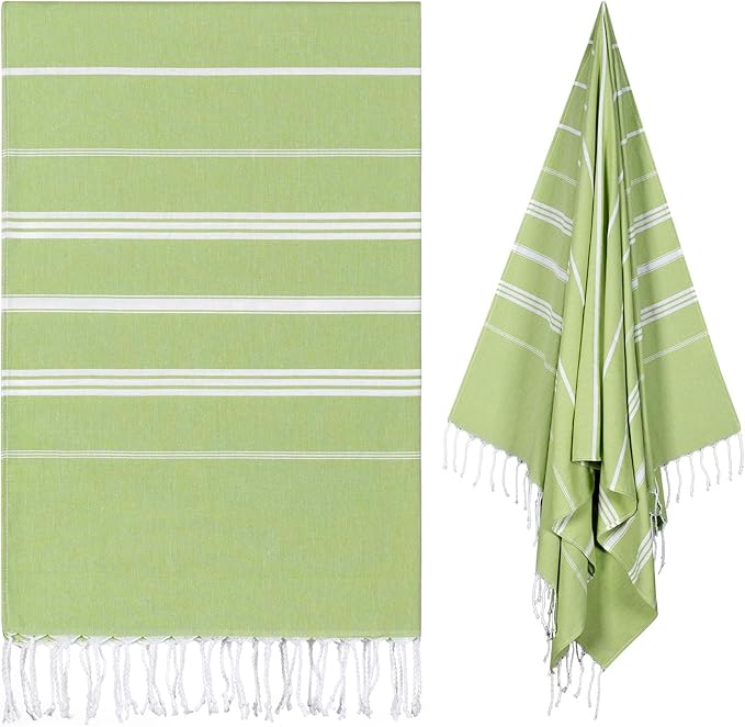 cabanana Turkish Beach Towel Oversized - 40"x70" Quick Dry Sand Free Thin Beach Towels for Adults,Extra Large Cotton Lightweigh Travel Towel for Beach Accessories(Apple Green)