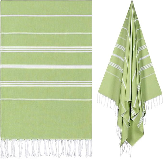cabanana Turkish Beach Towel Oversized - 40"x70" Quick Dry Sand Free Thin Beach Towels for Adults,Extra Large Cotton Lightweigh Travel Towel for Beach Accessories(Apple Green)