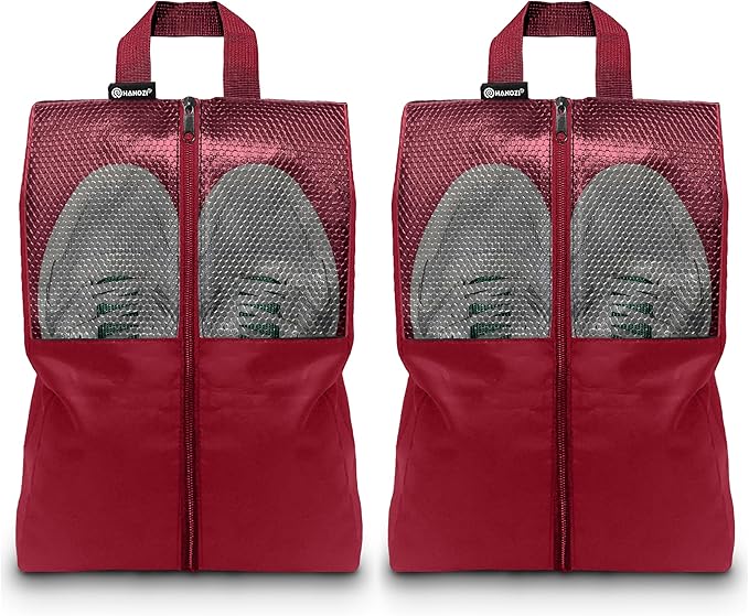 Shoe Bags For Travel, Used As For Storage or Shoe Travel Bag, Space Saving When Travelling With This Travel Shoe Bags For Packing, Featuring Waterproof Nylon Sneaker Bag. (Red, 2 Pack, Medium)