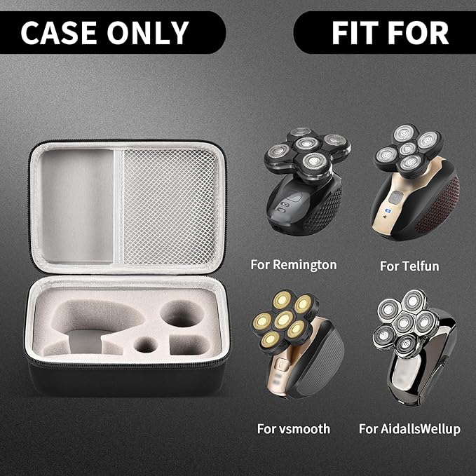Boobowl Head Shaver Case for Freebird FlexSeries, for Remington Balder Pro XR7000, for SHPAVVER and for Cyruzi Bald Head Shavers, Hair Clipper Storage Bag for Blades & Accessories, Black(Box Only)