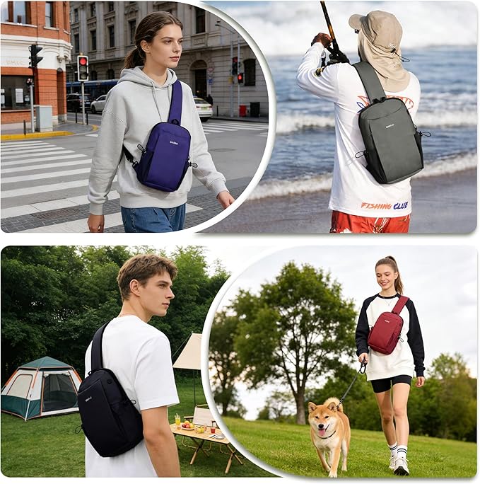 ECOHUB Sling Bag for Women Men Anti Theft Crossbody Bags Travel Purses Anti Theft Crossbody Hiking Backpacking Packs, Grey