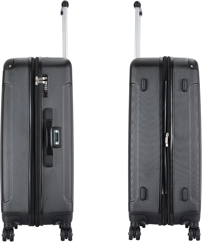 DUKAP INTELY Hardside Luggage Set with Spinner Wheel | Spacious Traveling Suitcase, Travel Suitcases with TSA Lock and Ergonomic GEL Handle | 2 Piece Set (20"/28") | Black