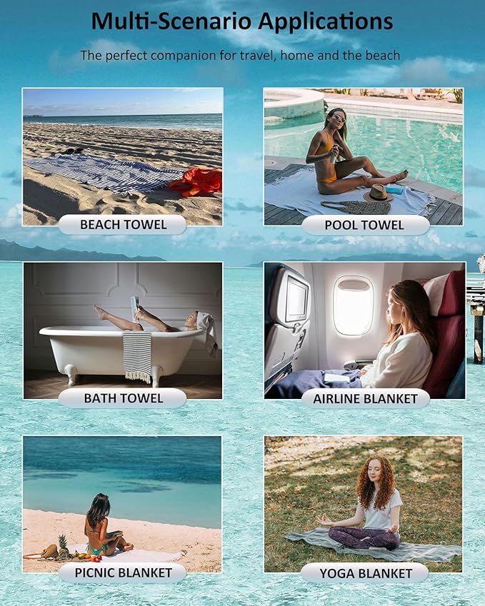 cabanana Turkish Beach Towel Oversized - 40"x70" Quick Dry Sand Free Thin Beach Towels for Adults,Extra Large Cotton Lightweigh Travel Towel for Beach Accessories (Diamond Black)
