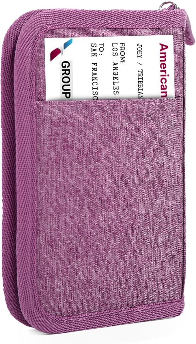 Single Passport Holder for Travel, RFID Travel Document Organizer for Women Waterproof Passport Wallet Men Portable Case for Cards, Boarding Pass, ID, Money, Tickets with Zipper