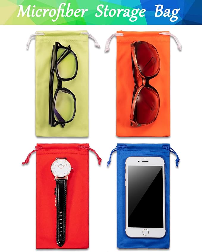 Flutesan 40 Pack Microfiber Case Pouch Bag Glasses Sunglasses Case with 2 Pieces Cleaning Cloth