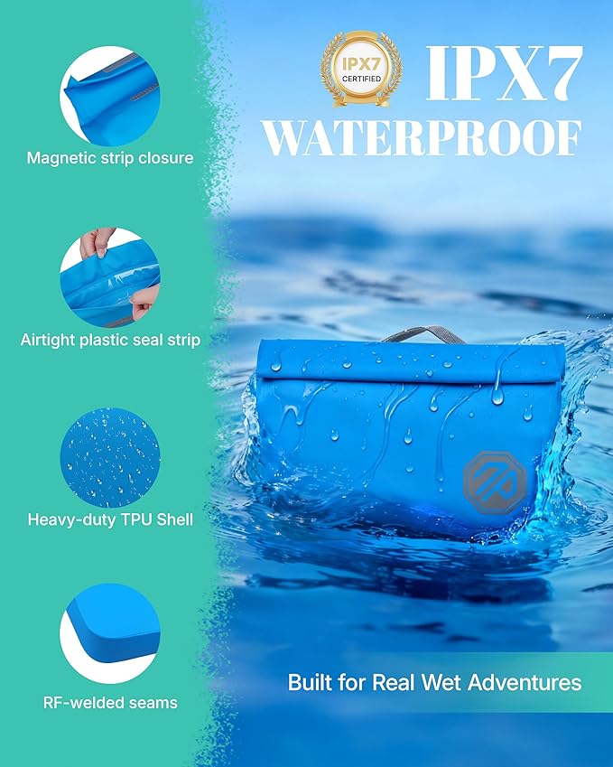 niphean IPX7 Waterproof Fanny Pack with Magnetic One-Hand Closure, Durable Waterproof Dry Bag, for Kayaking, Paddle Boarding, Beach Cruise Essentials, 2.5L Phone Pouch Dry Bags for Men Women