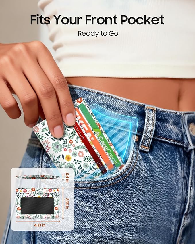 FINTIE Slim Minimalist Front Pocket Wallet, RFID Blocking Credit Card Holder Card Cases with ID Window for Men Women, spring