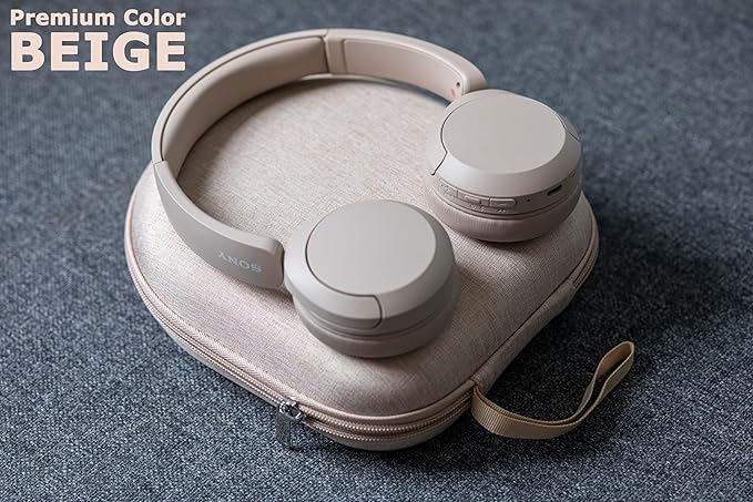 Ginsco Universal Headphone Case Compatible with JBL Tune 510BT 720BT, Sony WH-CH 720N/WH-CH520, with Sony/JBL/Soundcore Life Q20i Q30/BERIBES/TOZO/KVIDIO etc Wireless Headphones Beige