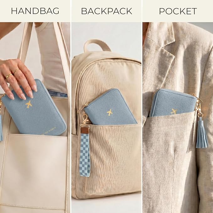 Beautiful Passport Holder for Travel with Wristlet Strap - All-in-One Wallet for Women with Card Slots and Tassel Keychain - Perfect RFID Blocking Case to Keep Your Travel Documents Organized & Safe