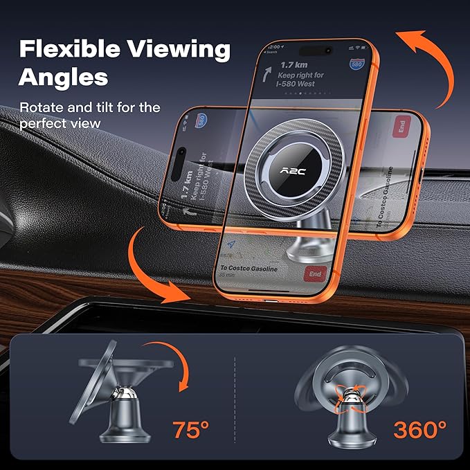 APPS2Car for MagSafe Car Mount - [All Metal] Magnetic Phone Holder for Car Dashboard, Strong Magnet Car Cell Phone Holder Dash Mount, Compatible with iPhone 17 Pro Max Air 16 15 14 13 12