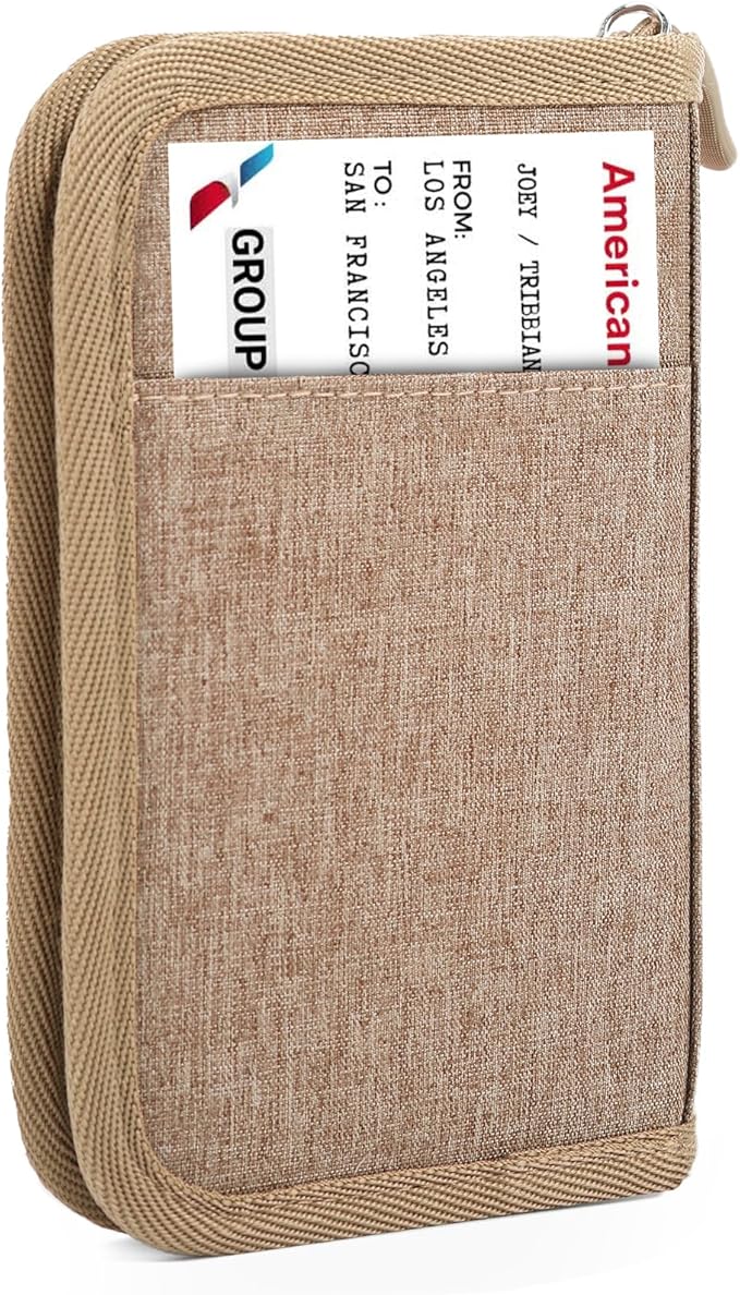 Single Passport Holder for Travel, RFID Travel Document Organizer for Women Waterproof Passport Wallet Men Portable Case for Cards, Boarding Pass, ID, Money, Tickets with Zipper
