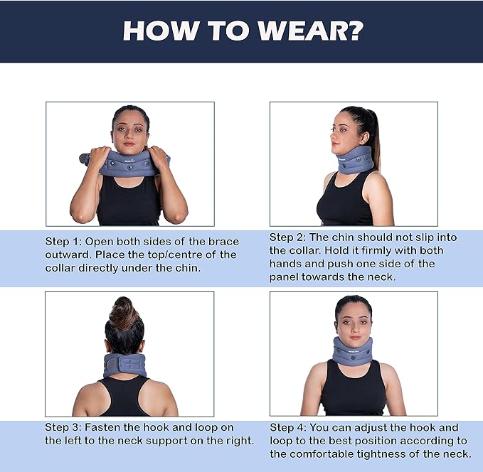 Wonder Care Neck Brace for Sleeping Cervical Collar Adjustable Neck Support Brace Relief Cervical Spine Pressure Ideal for Travel, Office Workers & Neck Injury Recovery, Medium