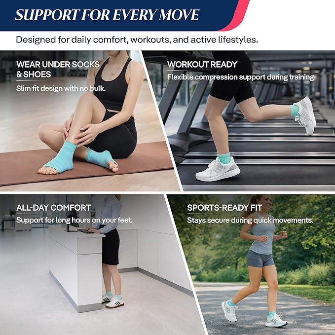 COOLMATE Ankle Support Light Compression Socks for Women and Men, Toeless Arch Support Sleeve for Running, Walking, Workout