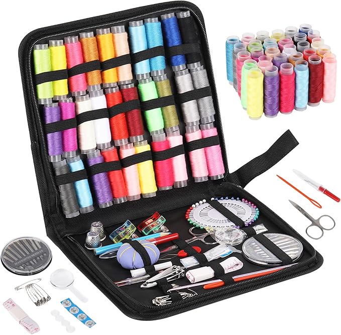 acDesign Sewing Kit for Adults, 131pcs Portable Hand Needle and Thread Kit for Sewing, Essential Sewing Supplies and Accessories for Adults, Beginner, Home, Travel