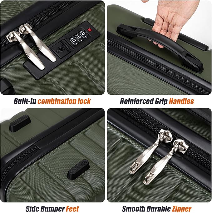 Cosbarn Luggage Sets 5 Piece Suitcases with Wheels, Suitcase Set ABS Hard Case Luggage with Spinner Wheels Durable Travel Luggage