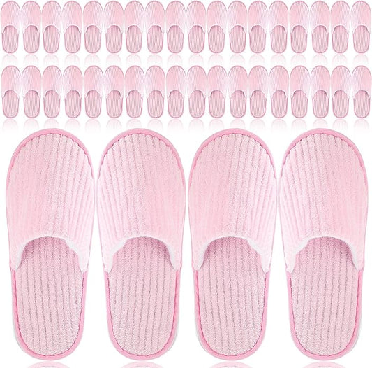 Panitay 20 Pairs Reusable Spa Slippers for Guests Washable House Slippers with Triple Layer Coral Fleece for Home Indoor Hotel Travel, Closed Toe