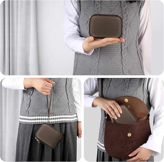 RAIALL Carrying Case for KODAK PIXPRO C1 Friendly Zoom Digital Camera, Point and Shoot Vlogging Camera Hard Travel Bag, Mesh Pocket for Charging Adapter, SD Card, USB Cable and Batteries, Brown