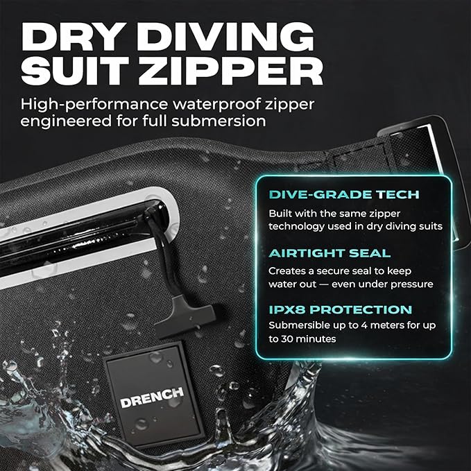 Drench 2-Pack 100% Waterproof Fanny Pack – IPX8 Submersible Dry Bag Waist Pouch & Waterproof Phone Case for Swimming, Boating, Kayaking, SUP & Snorkeling – Underwater Floating Belt Bag Set, Black