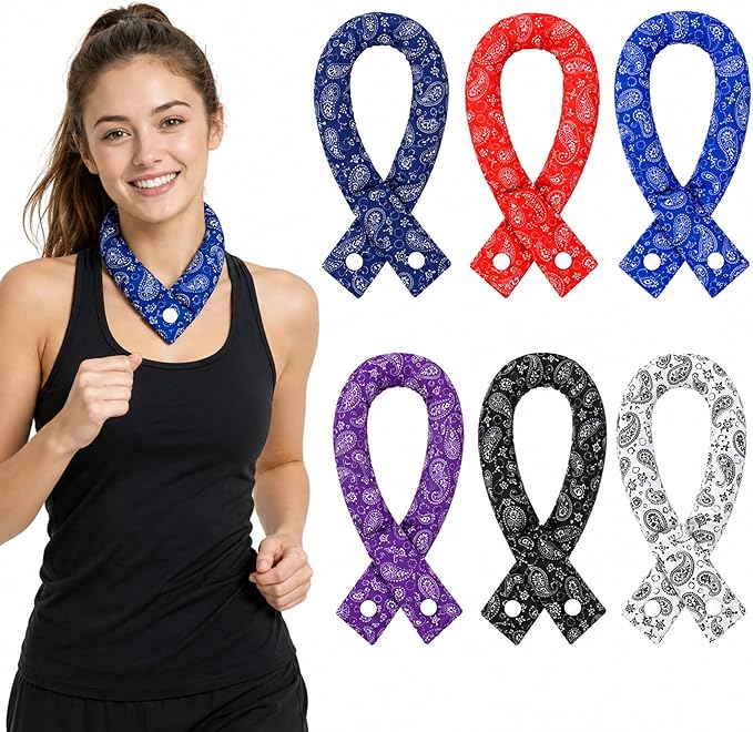 Xuhal 6 Pieces Cooling Neck Wraps Cooling Bandana Neck Cooler Ice Cooler Scarf for Women Summer Outdoor Sport Activity