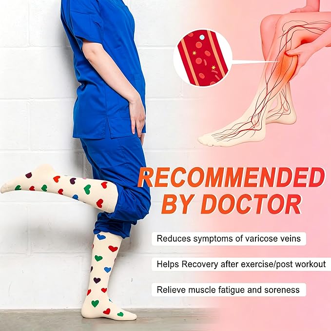 4 Pairs Compression Socks for Women Circulation-Best Support for Nurses,Running,Athletic,Travel