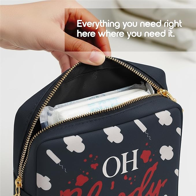 Period Pouch – Compact, Stylish, Discreet Period Bag For School with Waterproof Lining Fits Pads & Tampons, Cute Pad Bag for Teens, Travel, School, Girls Period Kit