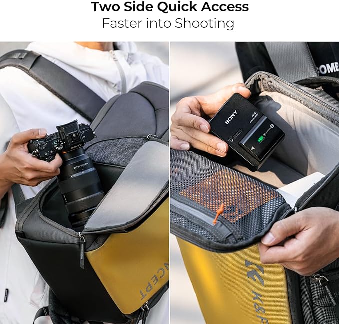 K&F CONCEPT Professional Camera bag Backpack 25L Large Capacity Camera Case with Raincover 15.6 Inch Laptop Compartment Compatible with Canon/Nikon/Sony/DJI Mavic Drone Travel Camera Backpack