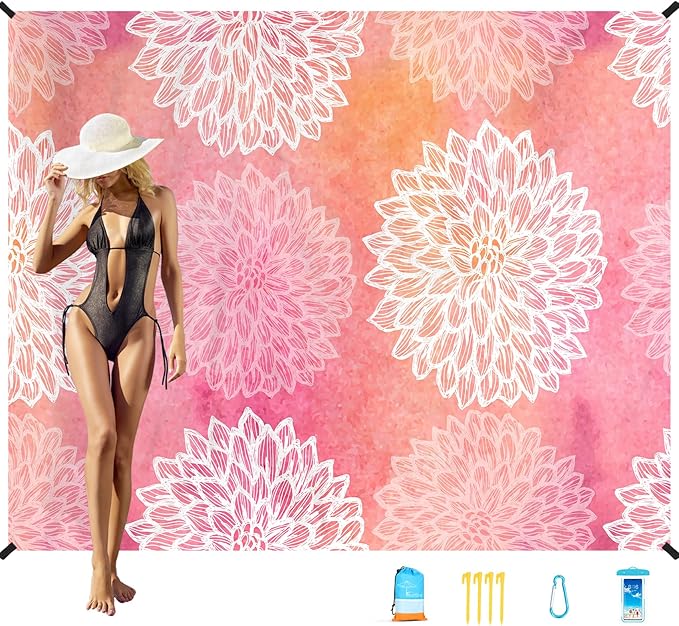 Famstar Beach Blanket Oversized Extra Large 78"X81"/10'X9',Waterproof Sandproof Beach Blanket 2-8 Adults Lightweight Durable for Travel Camping Hiking Picnic